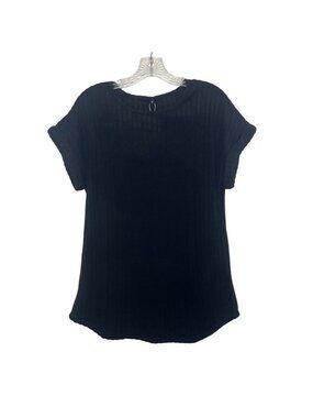 Anrabess Ribbed Short Sleeve Top Medium Black‎ New Summer Soft